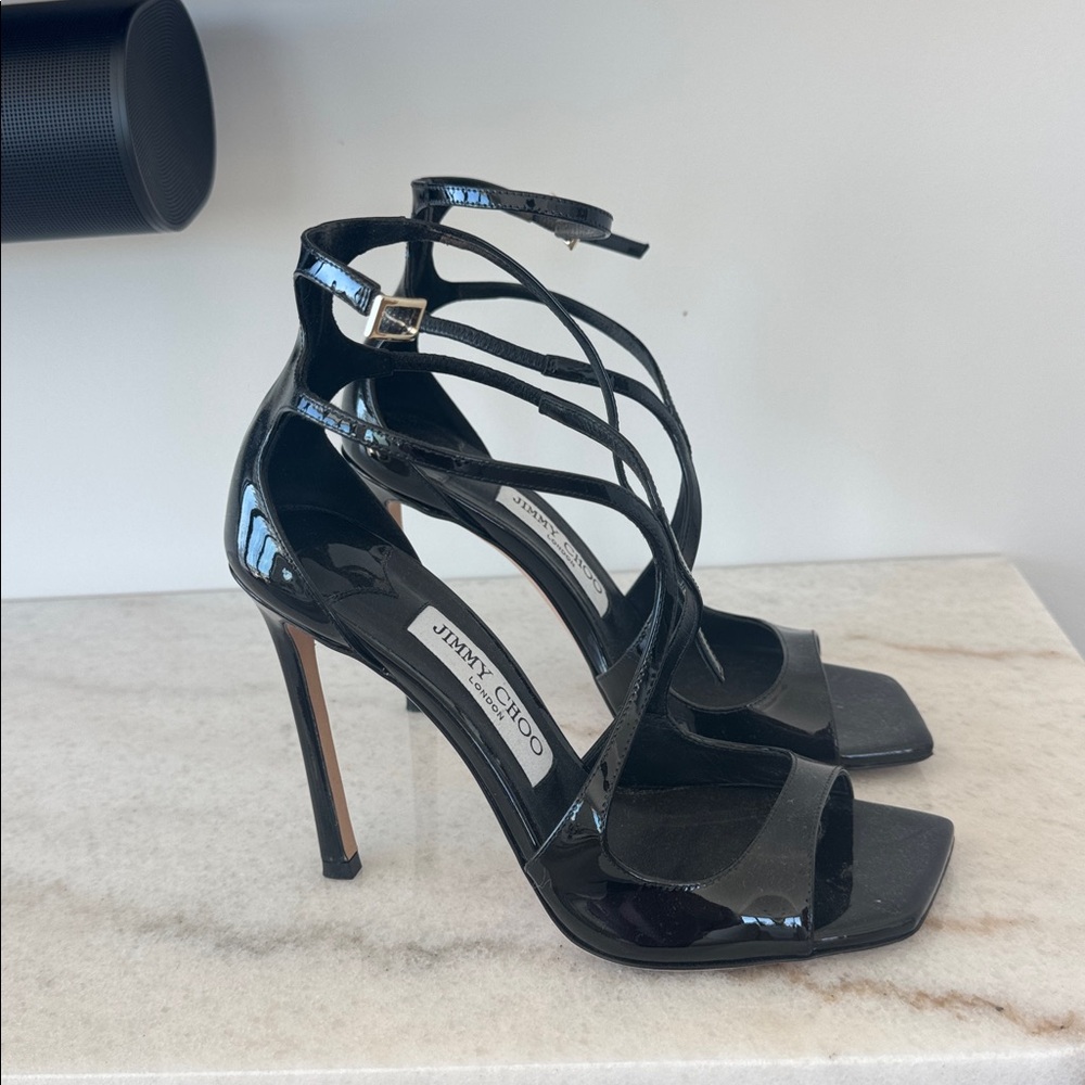 Jimmy Choo Azia 95 Black Strappy Heels